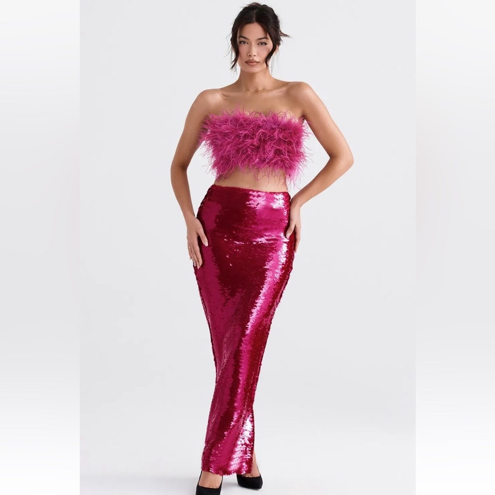 HOUSE OF CB 'Alexis' Hot Pint Sequin Maxi Skirt/Size M-US 6-8